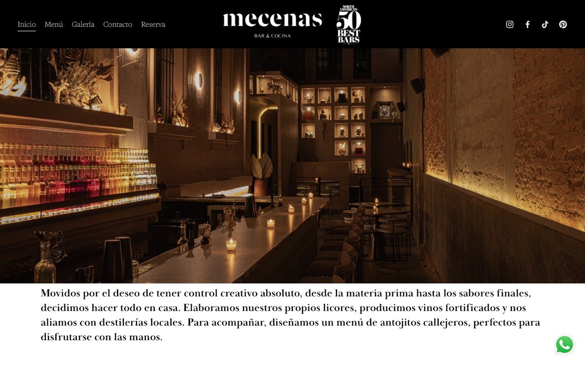 Página web de Mecenas Bar